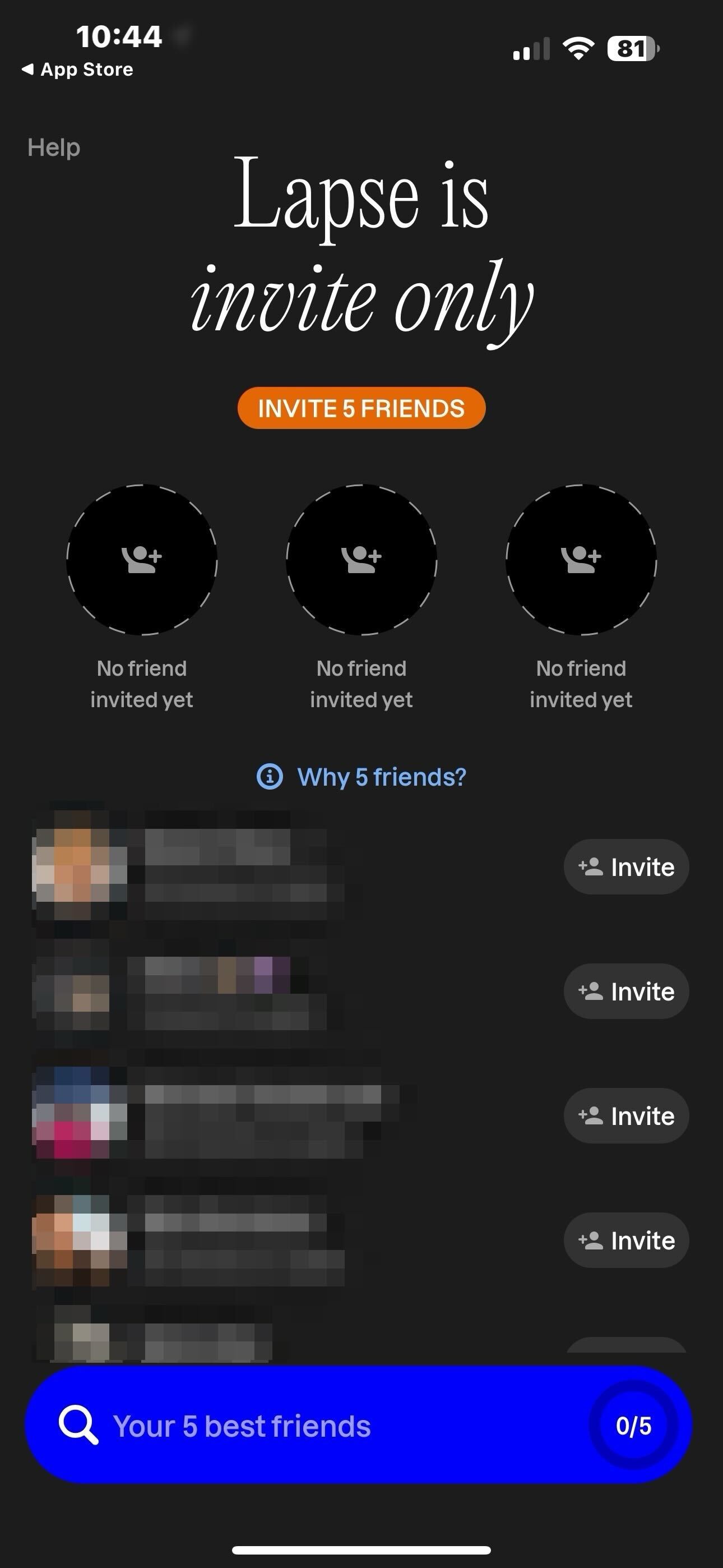Lapse is invite only — INVITE 5 FRIENDS